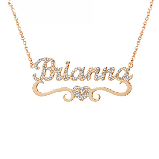 Glam Tag - Iced Heart Name Necklace