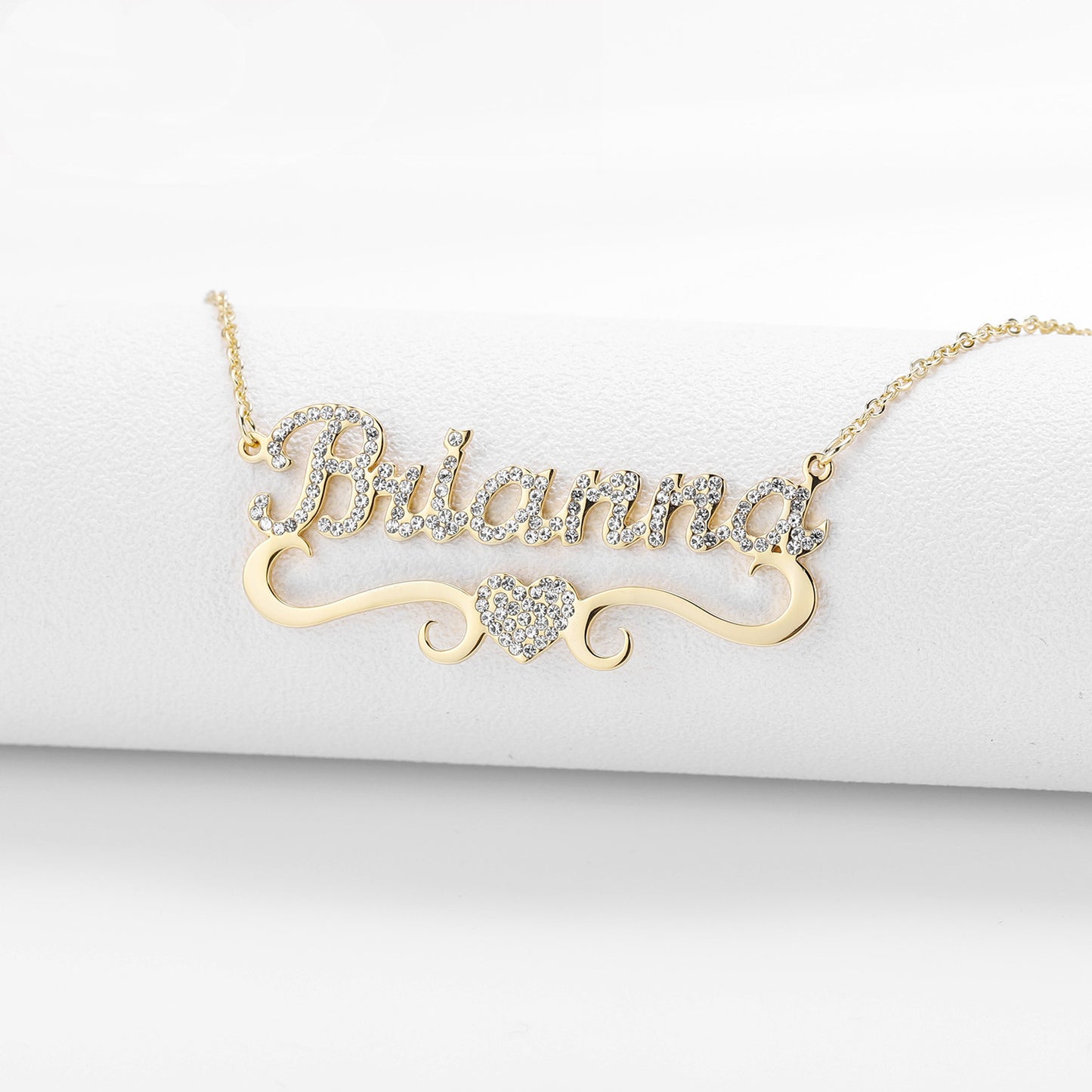 Glam Tag - Iced Heart Name Necklace