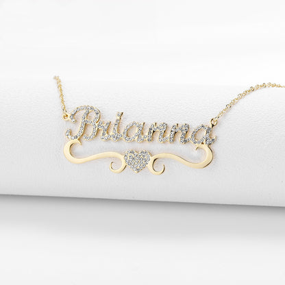 Glam Tag - Iced Heart Name Necklace