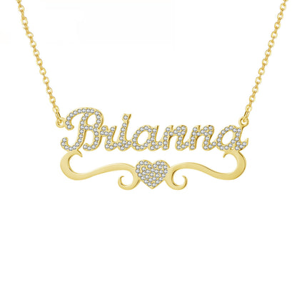 Glam Tag - Iced Heart Name Necklace