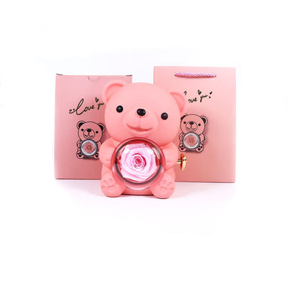 Beary Rose - Eternal Rose Bear & Necklace Gift Set – Luxurious Preserved Rose Jewelry Box