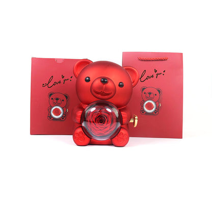 Beary Rose - Eternal Rose Bear & Necklace Gift Set – Luxurious Preserved Rose Jewelry Box