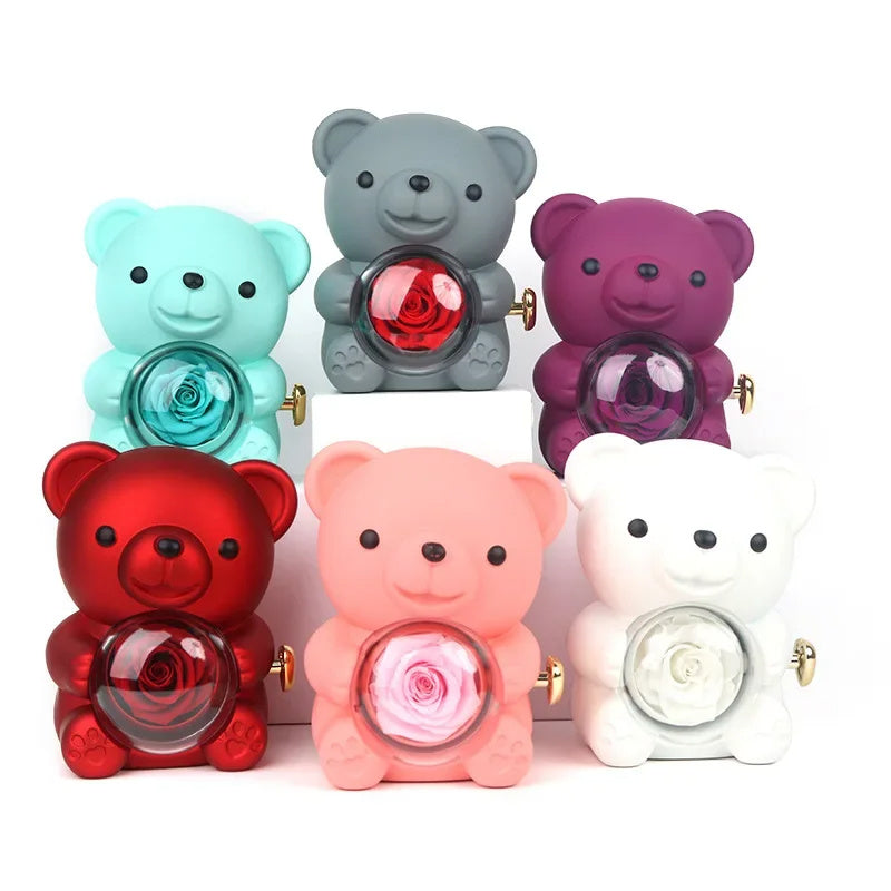 Beary Rose - Eternal Rose Bear & Necklace Gift Set – Luxurious Preserved Rose Jewelry Box